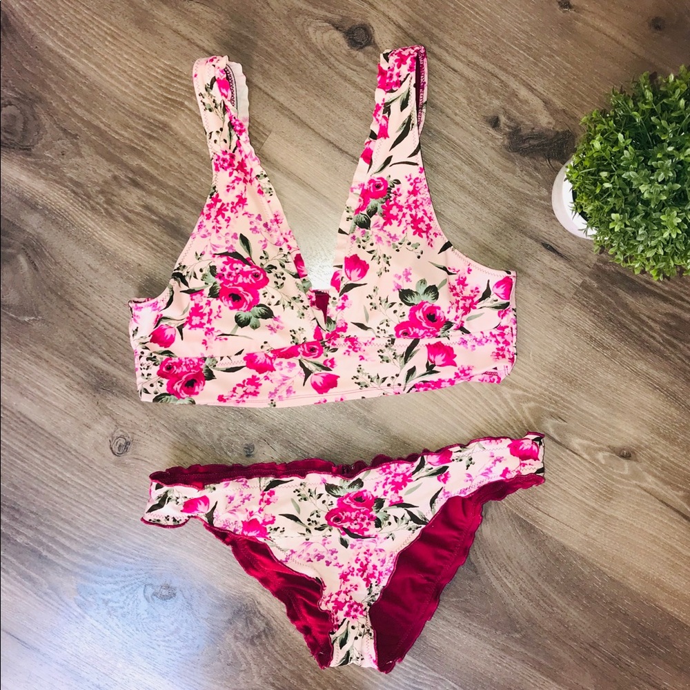 Floral pink bikini